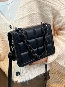 Chain Handle Satchel Bag