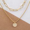 Chain Link Double Layer Circle Pendant Necklace