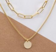 Chain Link Double Layer Circle Pendant Necklace