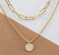 Chain Link Double Layer Circle Pendant Necklace