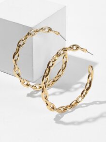 Chain Shaped Hoop Earrings 1pair