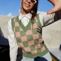 Checker Pattern Sweater Vest