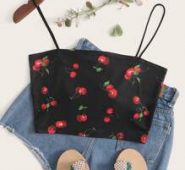 Cherry Print Crop Cami Top