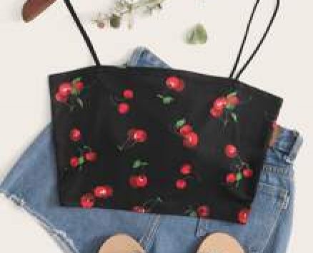 Cherry Print Crop Cami Top