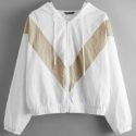 Chevron Colorblock Zip Up Jacket