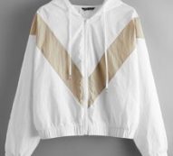 Chevron Colorblock Zip Up Jacket