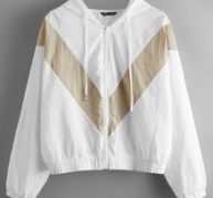 Chevron Colorblock Zip Up Jacket