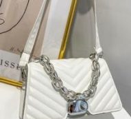 Chevron Quilted Flap Satchel Bag