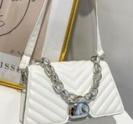 Chevron Quilted Flap Satchel Bag