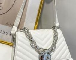 Chevron Quilted Flap Satchel Bag