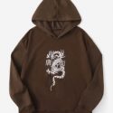 Chinese Dragon & Character Print Hoodie