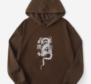 Chinese Dragon & Character Print Hoodie