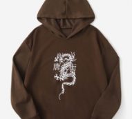 Chinese Dragon & Character Print Hoodie