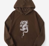 Chinese Dragon & Character Print Hoodie