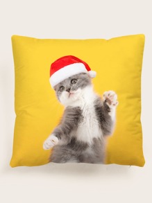 Christmas Cat Print Cushion Cover Without Filler