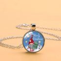 Christmas Pattern Round Charm Necklace