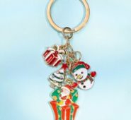 Christmas Tree & Snowman Charm Keychain