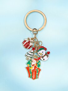 Christmas Tree & Snowman Charm Keychain