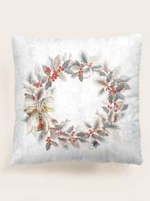 Christmas Wreath Print Cushion Cover Without Filler