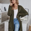 Chunky Knit Open-Front Dolman Sleeve Cardigan