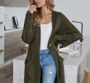 Chunky Knit Open-Front Dolman Sleeve Cardigan
