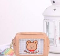 Clear Cartoon Bear Graphic Coin Case
