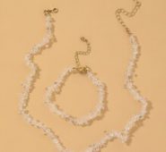 Clear Stone Decor Necklace & Bracelet