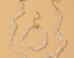 Clear Stone Decor Necklace & Bracelet