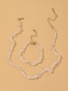 Clear Stone Decor Necklace & Bracelet