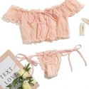 Clip Dot Frill Bardot Lingerie Set