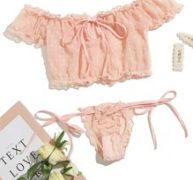 Clip Dot Frill Bardot Lingerie Set