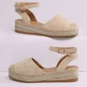 Closed Toe Buckled Ankle Flatform Espadrilles