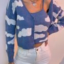 Cloud Pattern Cami Top & Button Up Cardigan