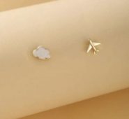 Cloud & Plane Stud Earrings