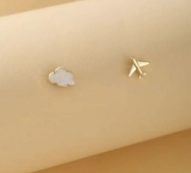 Cloud & Plane Stud Earrings