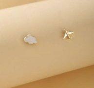 Cloud & Plane Stud Earrings