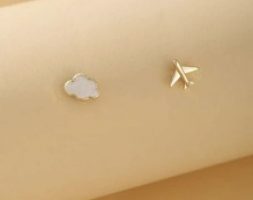 Cloud & Plane Stud Earrings