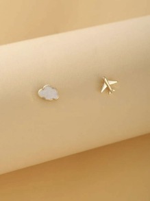 Cloud & Plane Stud Earrings