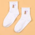 Cloud & Rainbow Print Crew Socks