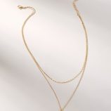 Coin Detail Double Layered Chain Pendant Necklace 1pc