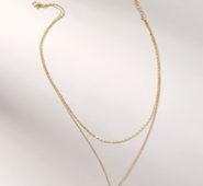 Coin Detail Double Layered Chain Pendant Necklace 1pc