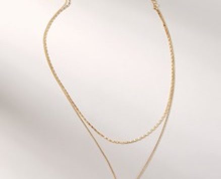 Coin Detail Double Layered Chain Pendant Necklace 1pc