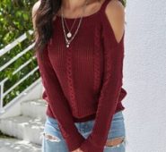 Cold Shoulder Cable Knit Sweater