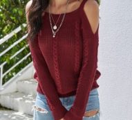 Cold Shoulder Cable Knit Sweater