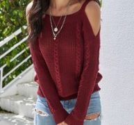 Cold Shoulder Cable Knit Sweater