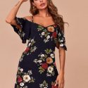 Cold Shoulder Floral Dress