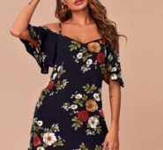 Cold Shoulder Floral Dress