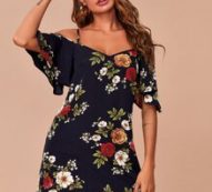 Cold Shoulder Floral Dress