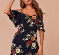 Cold Shoulder Floral Dress
