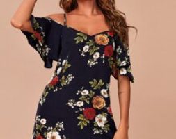 Cold Shoulder Floral Dress